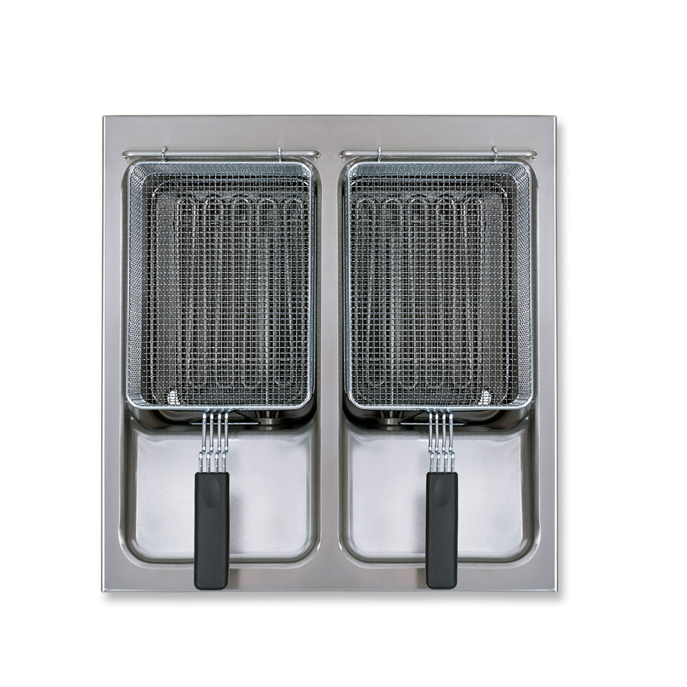 Berner BFEE50/22 Einbau-Elektro-Fritteuse 2 Becken mit Schwenk-Heizung
